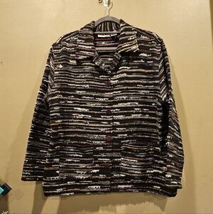 Studio West Textured Multicolor Striped Jacket